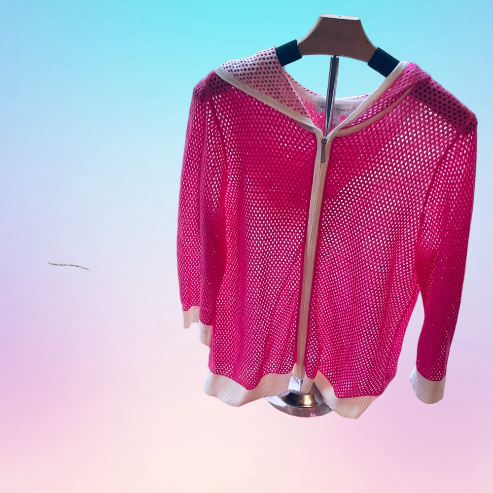 CHRISTOPHER & BANKS Women’s Size Medium Hot Pink Mesh Zip Hoodie